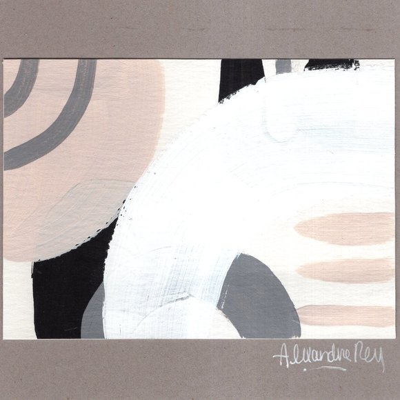 Set Of Three Geometric Abstracts Black/White/Neutral - Picture 5 of 5